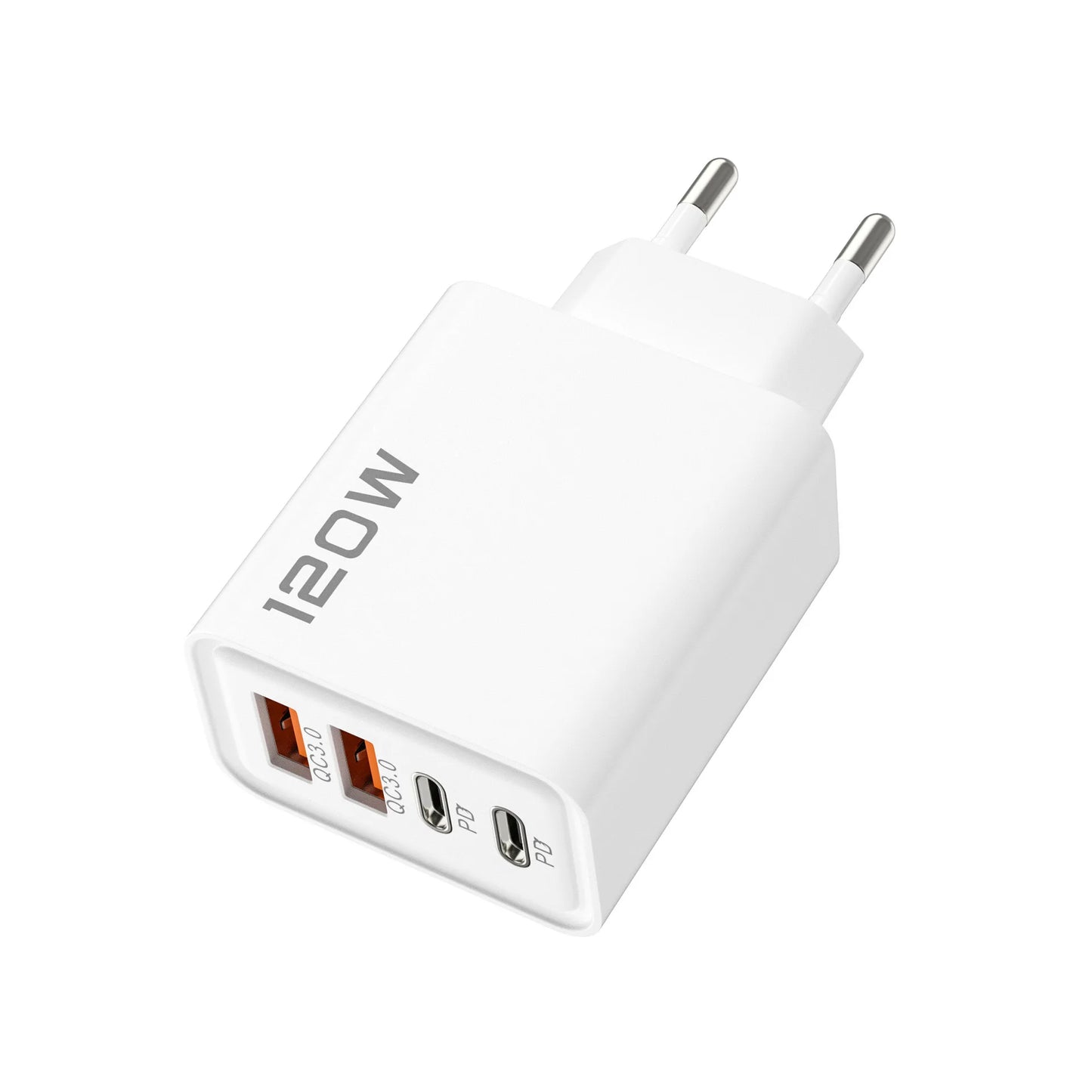 120W 4-Port USB Wall Charger with Quick Charge 3.0 & USB-C PD – Fast Charging Adapter for iPhone 16, Samsung S24, Xiaomi 15 & More