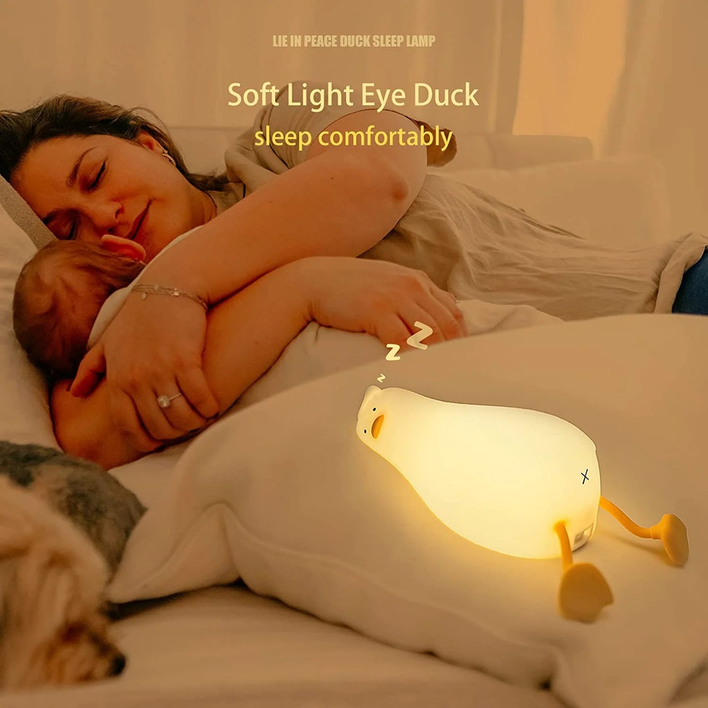Lying Duck Silicone Night Light – Dimmable LED Bedside Lamp | Touch-Controlled, USB Rechargeable, BPA-Free Soft Light for Kids & Nursery