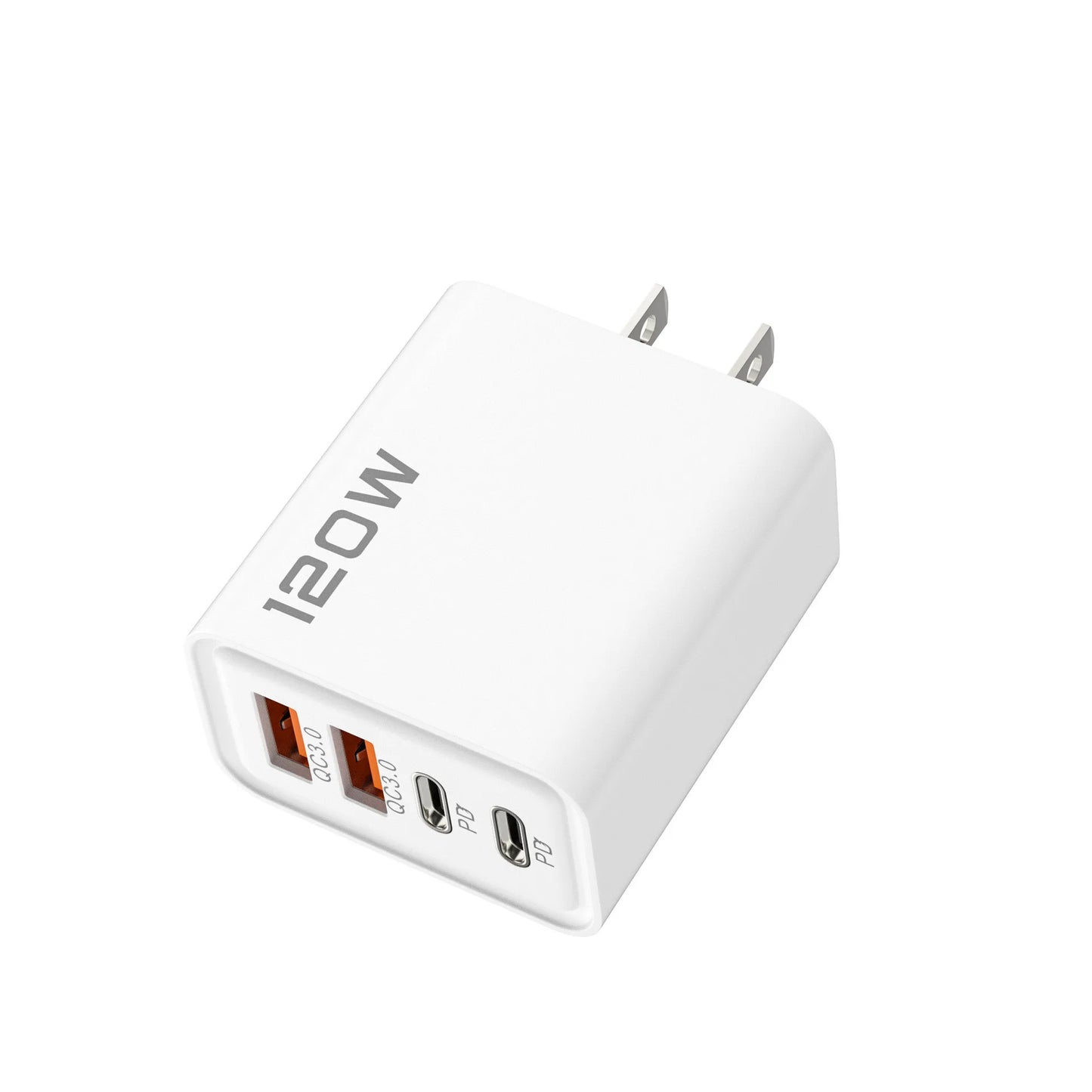 120W 4-Port USB Wall Charger with Quick Charge 3.0 & USB-C PD – Fast Charging Adapter for iPhone 16, Samsung S24, Xiaomi 15 & More