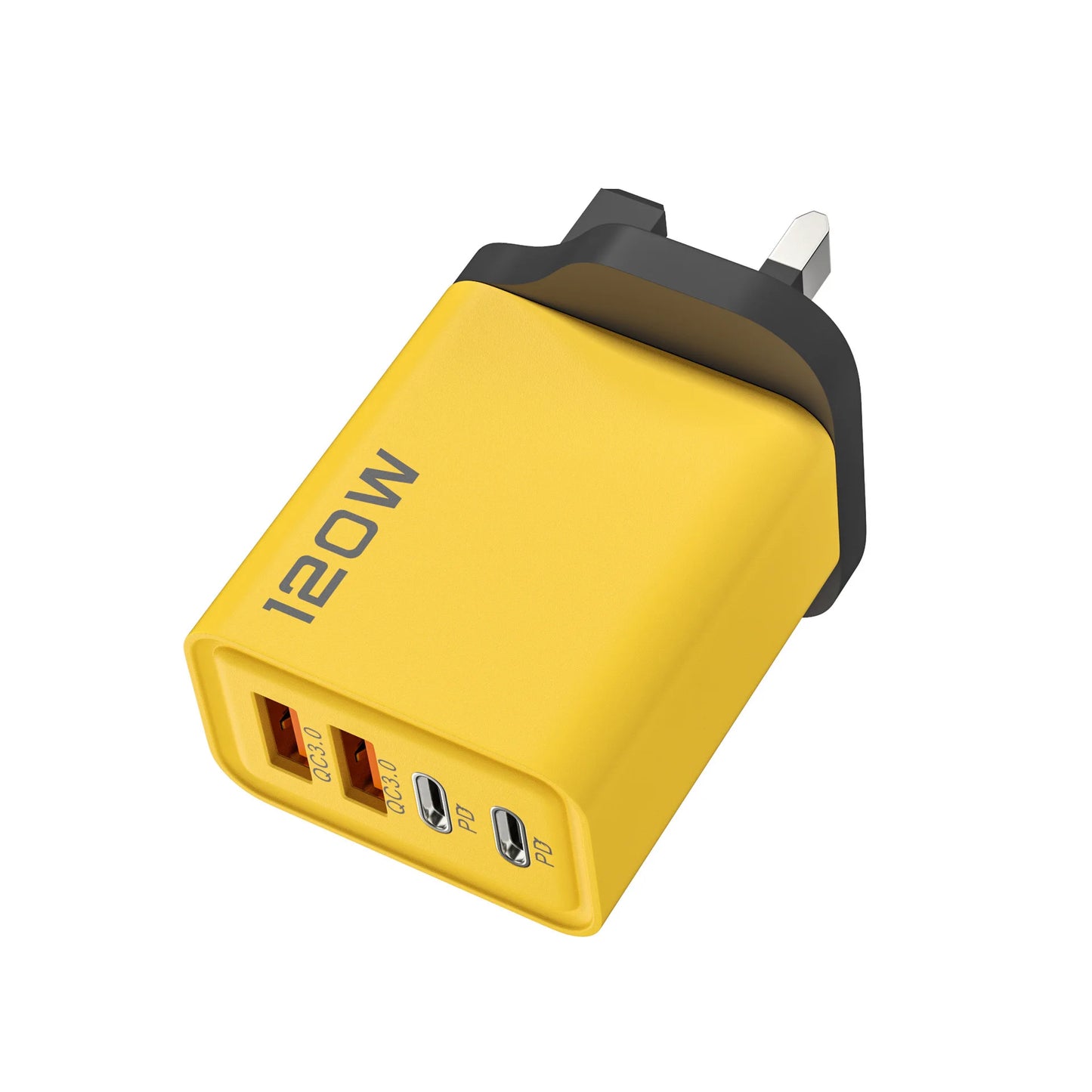 120W 4-Port USB Wall Charger with Quick Charge 3.0 & USB-C PD – Fast Charging Adapter for iPhone 16, Samsung S24, Xiaomi 15 & More
