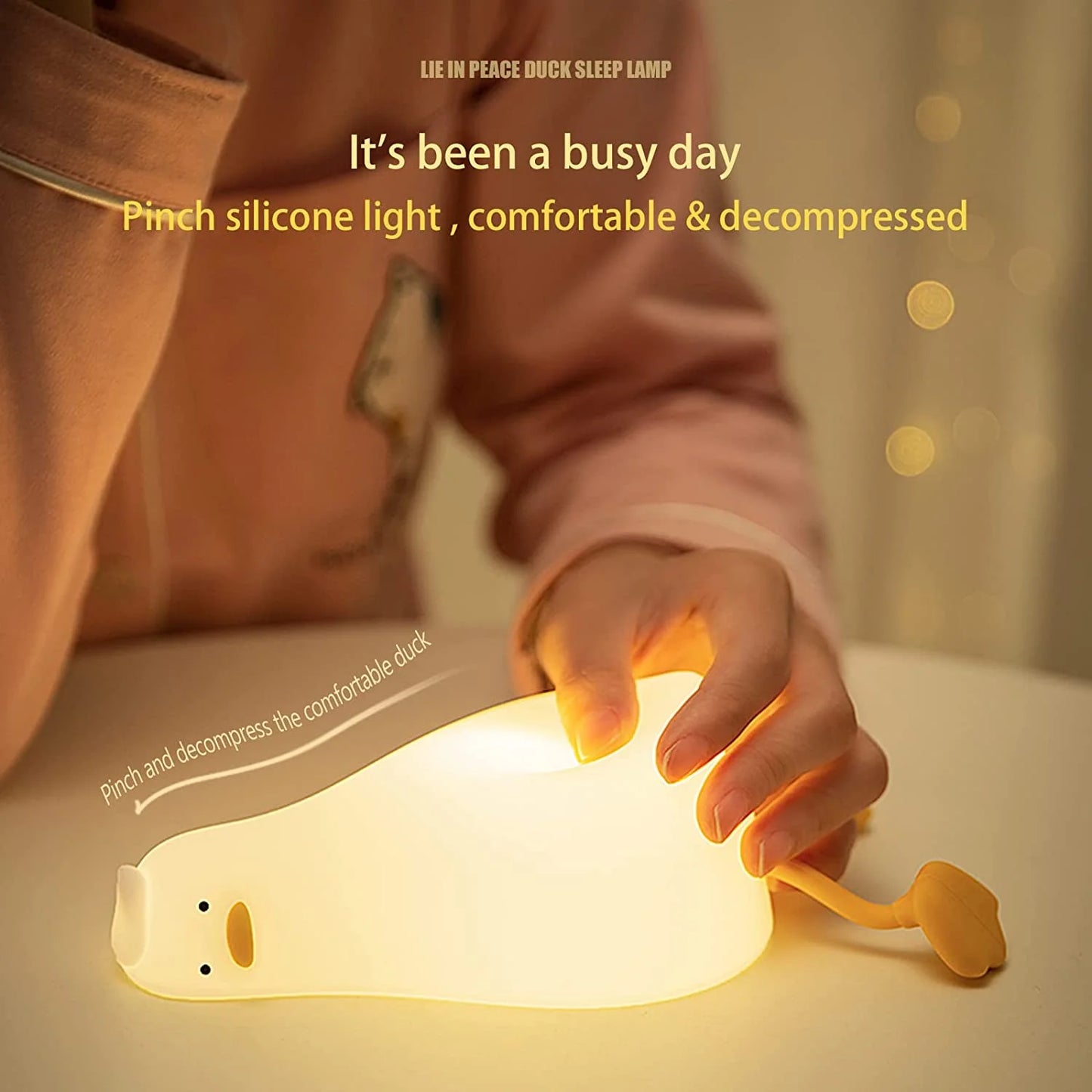 Lying Duck Silicone Night Light – Dimmable LED Bedside Lamp | Touch-Controlled, USB Rechargeable, BPA-Free Soft Light for Kids & Nursery