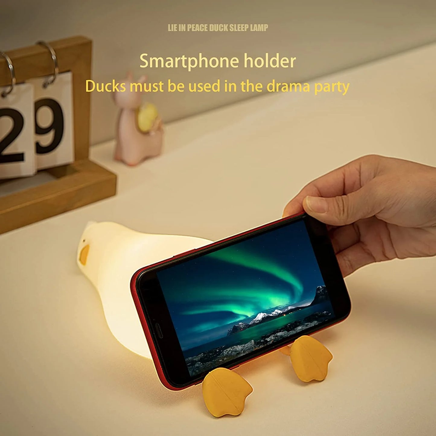 Lying Duck Silicone Night Light – Dimmable LED Bedside Lamp | Touch-Controlled, USB Rechargeable, BPA-Free Soft Light for Kids & Nursery