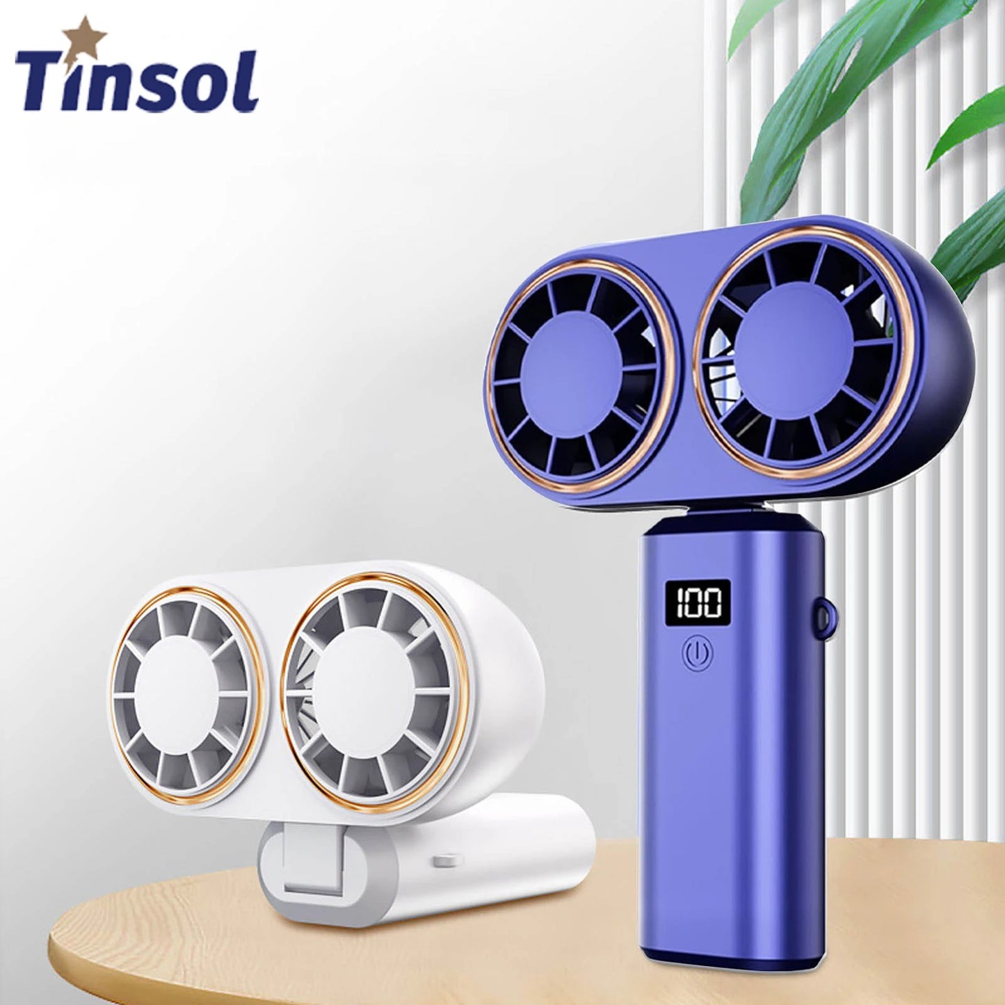Handheld Personal Fan – Compact, Rechargeable Dual Fan with Digital Display