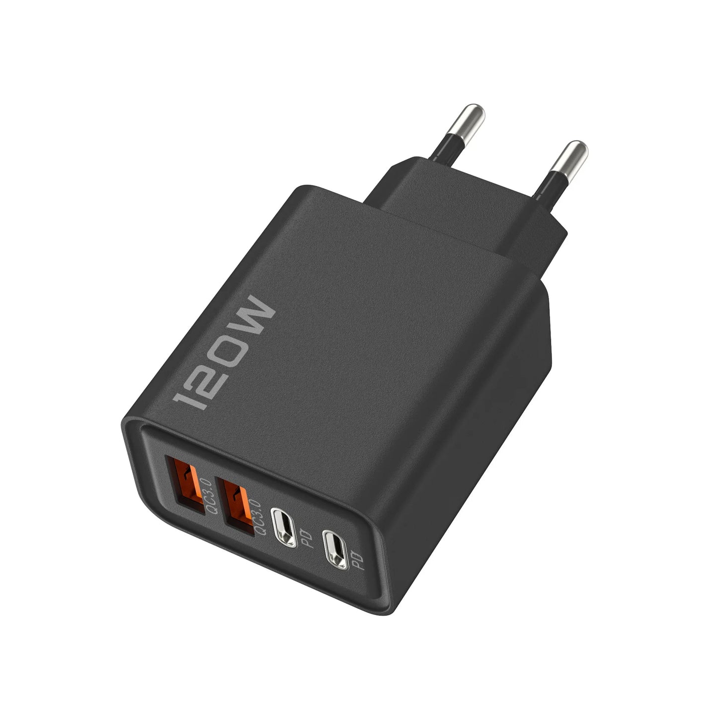 120W 4-Port USB Wall Charger with Quick Charge 3.0 & USB-C PD – Fast Charging Adapter for iPhone 16, Samsung S24, Xiaomi 15 & More