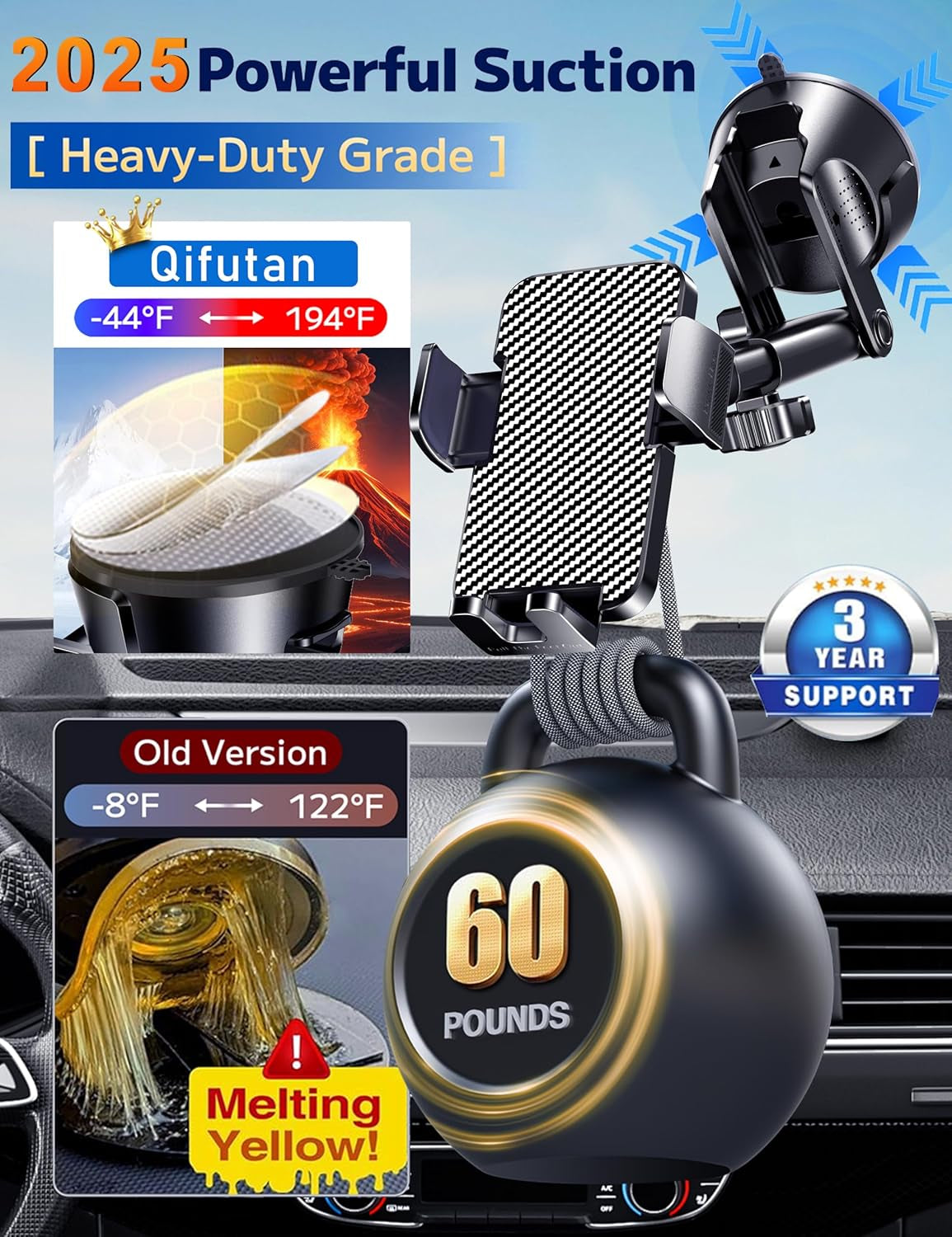 Universal Car Phone Mount – Dashboard, Windshield & Air Vent Holder | Hands-Free Cell Phone Holder for iPhone & Smartphones