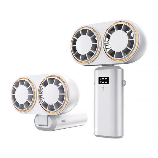 Handheld Personal Fan – Compact, Rechargeable Dual Fan with Digital Display