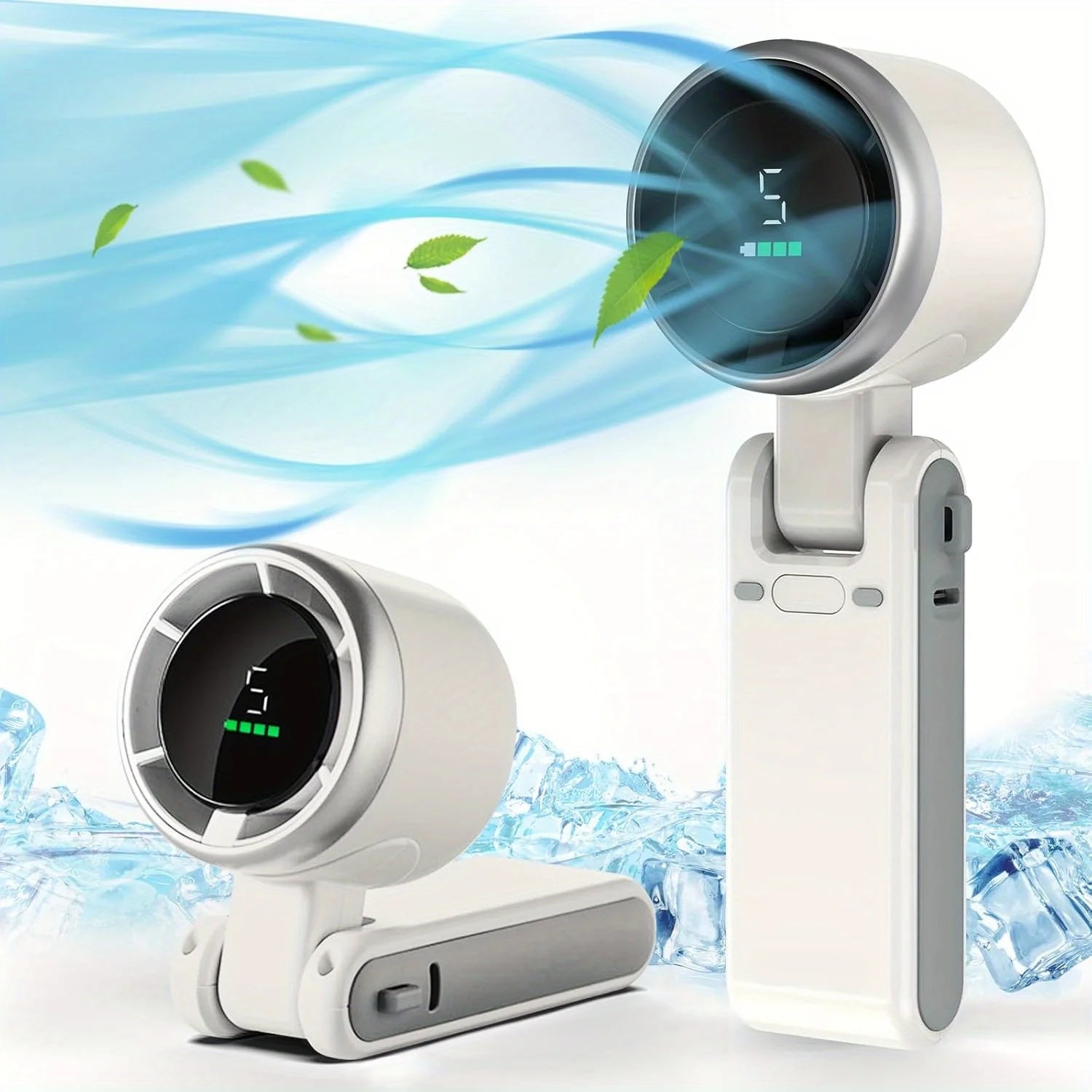 3-in-1 Rechargeable Travel Mini Fan – 5-Speed Cooling with 3600mAh Battery & USB Charging
