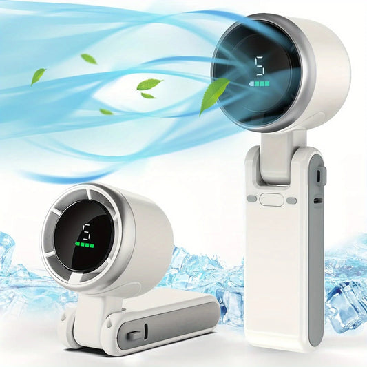 3-in-1 Rechargeable Travel Mini Fan – 5-Speed Cooling with 3600mAh Battery & USB Charging