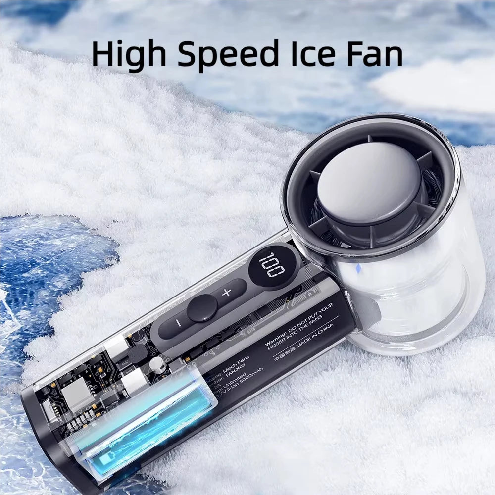 High-Speed Handheld Cooling Fan with Semiconductor Refrigeration – 3000mAh Rechargeable Battery