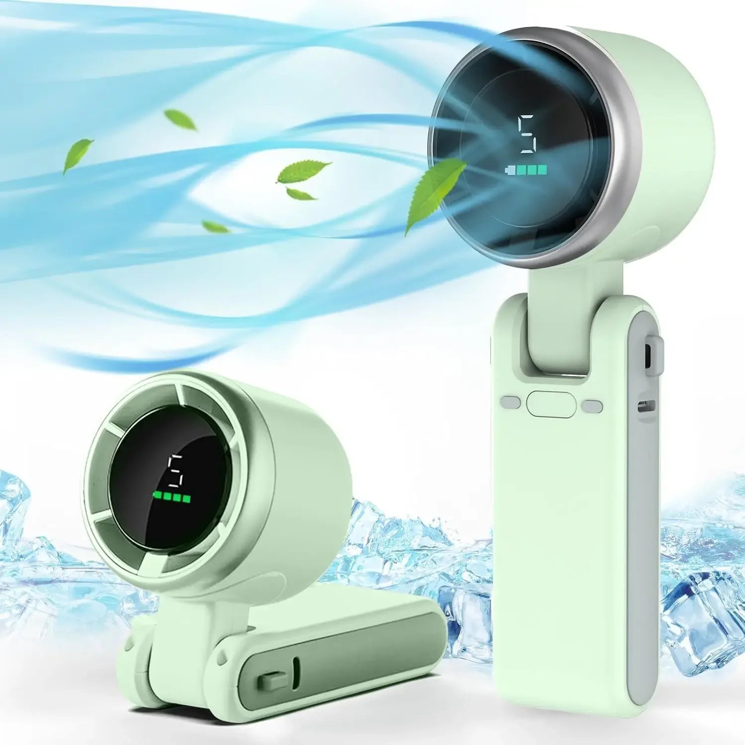 3-in-1 Rechargeable Travel Mini Fan – 5-Speed Cooling with 3600mAh Battery & USB Charging