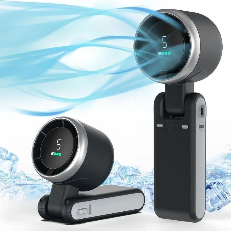 3-in-1 Rechargeable Travel Mini Fan – 5-Speed Cooling with 3600mAh Battery & USB Charging