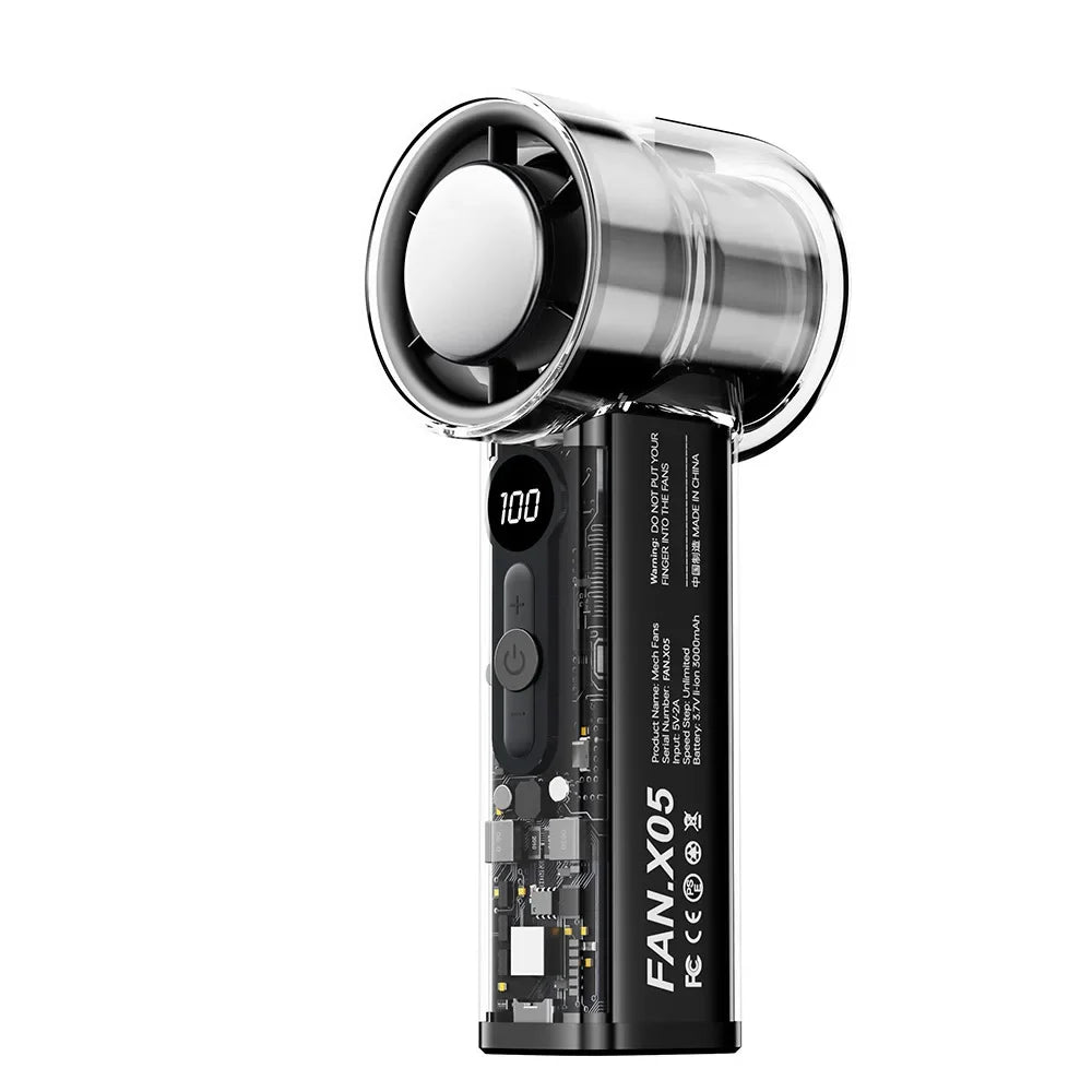 High-Speed Handheld Cooling Fan with Semiconductor Refrigeration – 3000mAh Rechargeable Battery