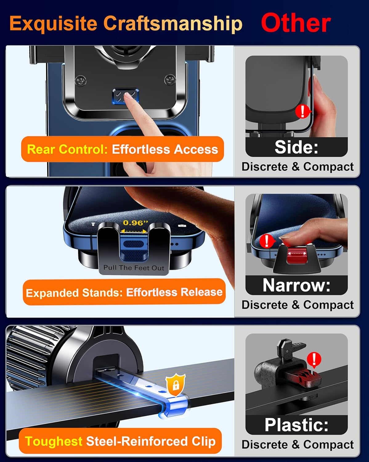 Universal Car Phone Mount – Dashboard, Windshield & Air Vent Holder | Hands-Free Cell Phone Holder for iPhone & Smartphones