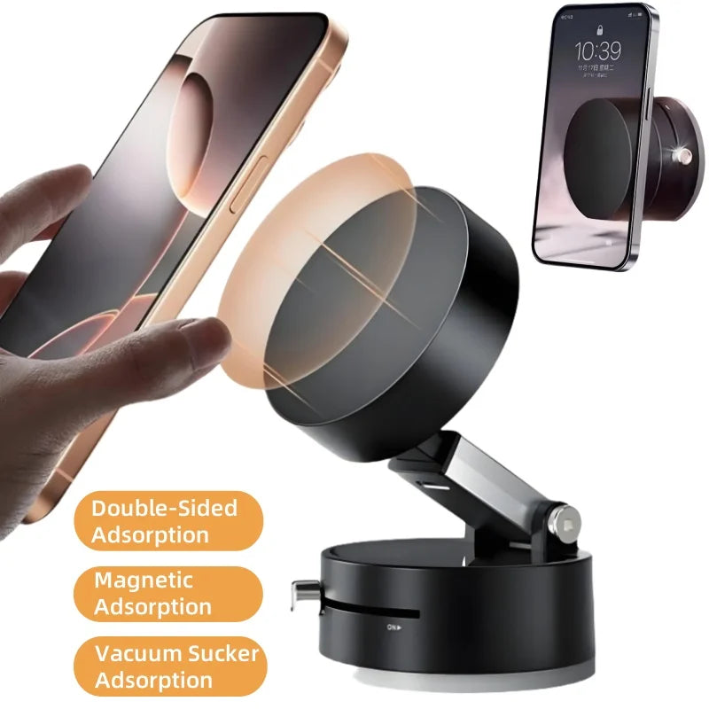 Foldable Magnetic Vacuum Car Phone Holder – Strong Suction, Total Freedom!