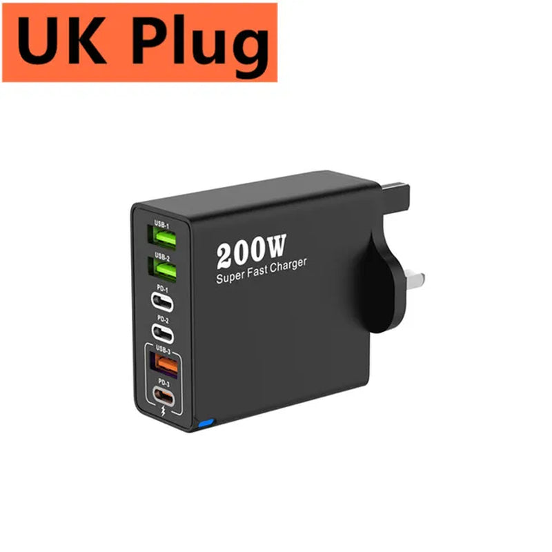 ⚡ 6-Port USB-C PD Fast Charging Station – Power Up All Your Devices at Once!