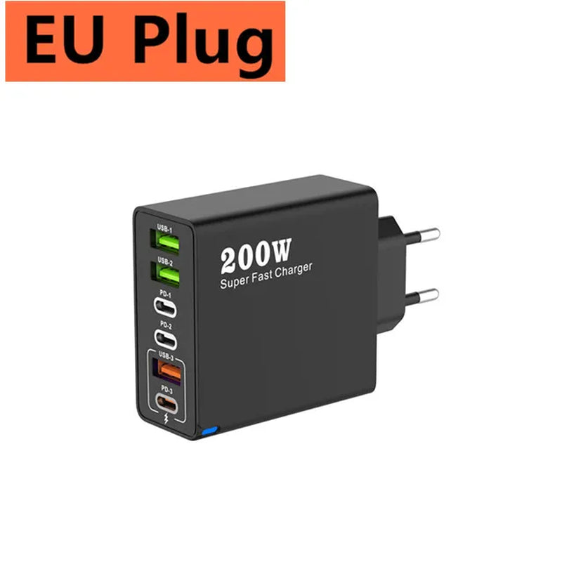 ⚡ 6-Port USB-C PD Fast Charging Station – Power Up All Your Devices at Once!