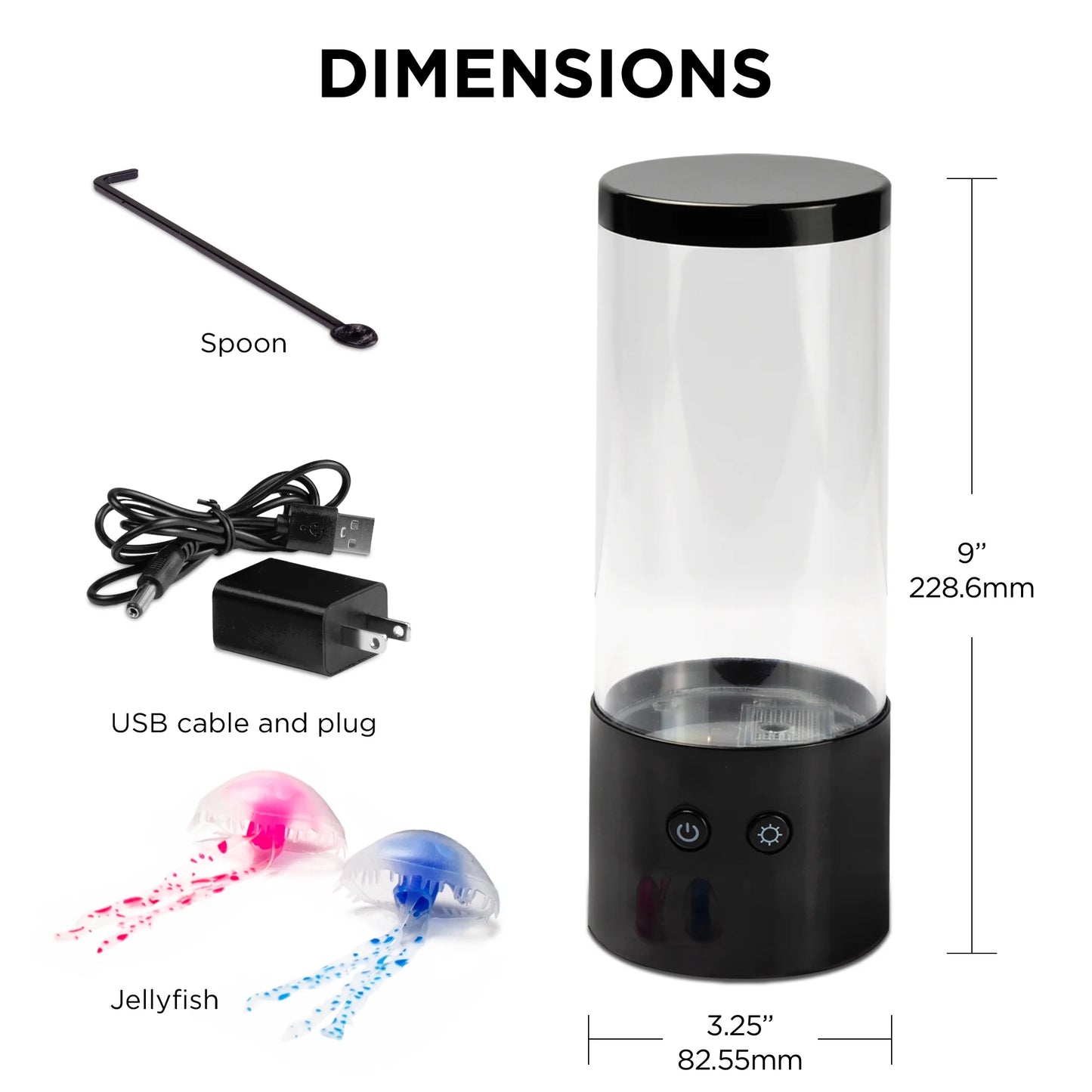 Merkury Innovations Jellyfish Night Light Lamp – 9" USB-Powered Aquarium Lamp with Lifelike Motion & Multicolor LED Lighting, Easy Mode Switching