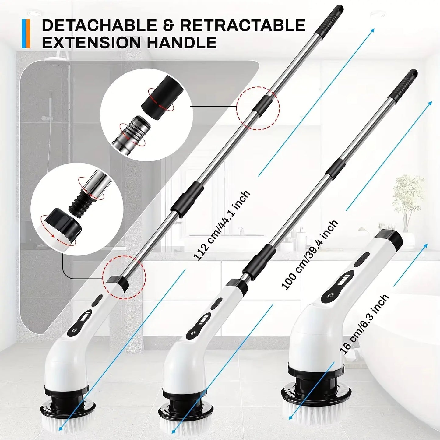 9-in-1 Electric Spin Cleaning Brush – Multi-Purpose Wireless Scrubber for Bathroom, Kitchen, Floors & More
