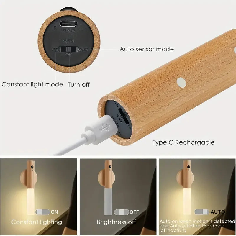 Smart Motion Sensor LED Night Light – Rechargeable, Magnetic & Stylish! 