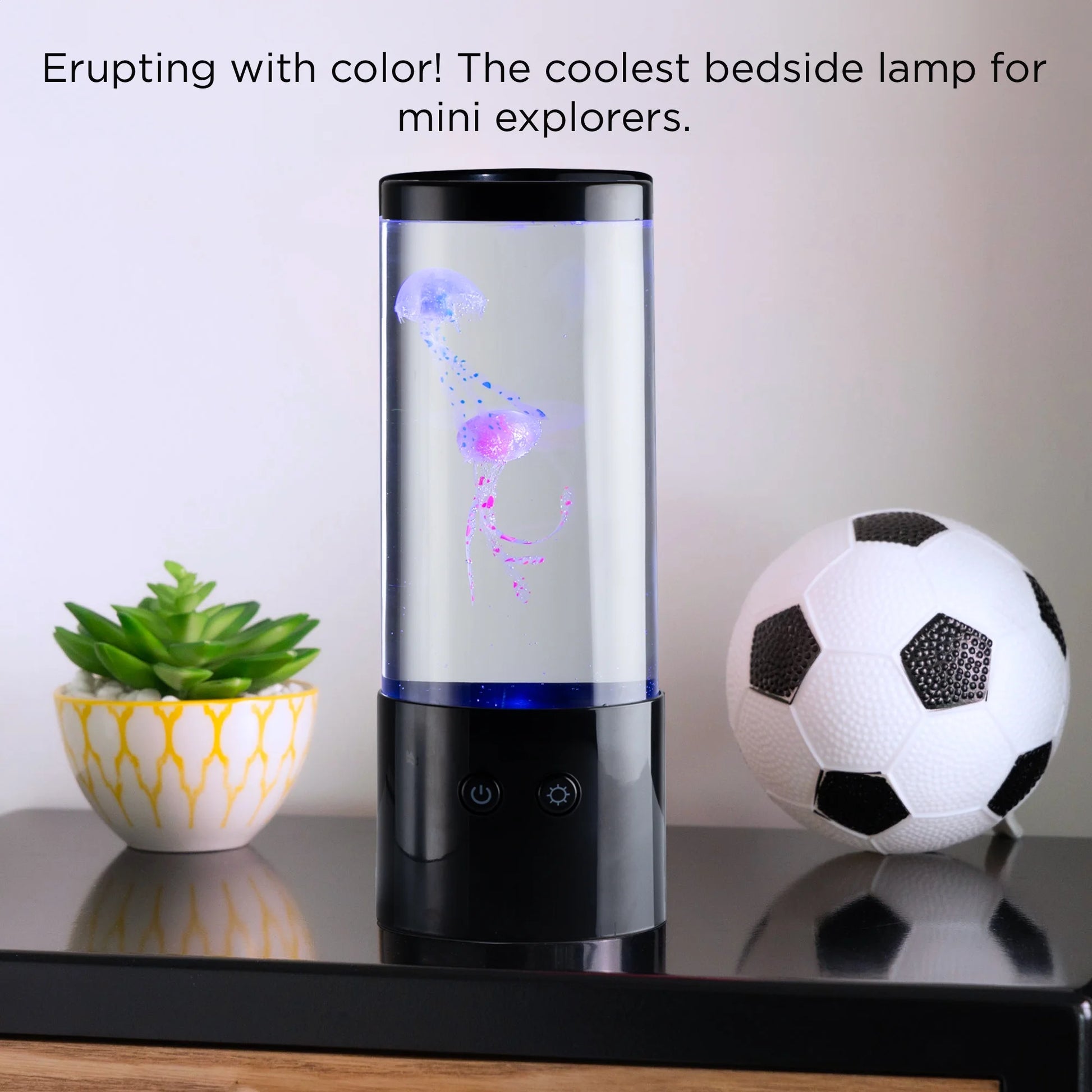 Merkury Innovations Jellyfish Night Light Lamp – 9" USB-Powered Aquarium Lamp with Lifelike Motion & Multicolor LED Lighting, Easy Mode Switching