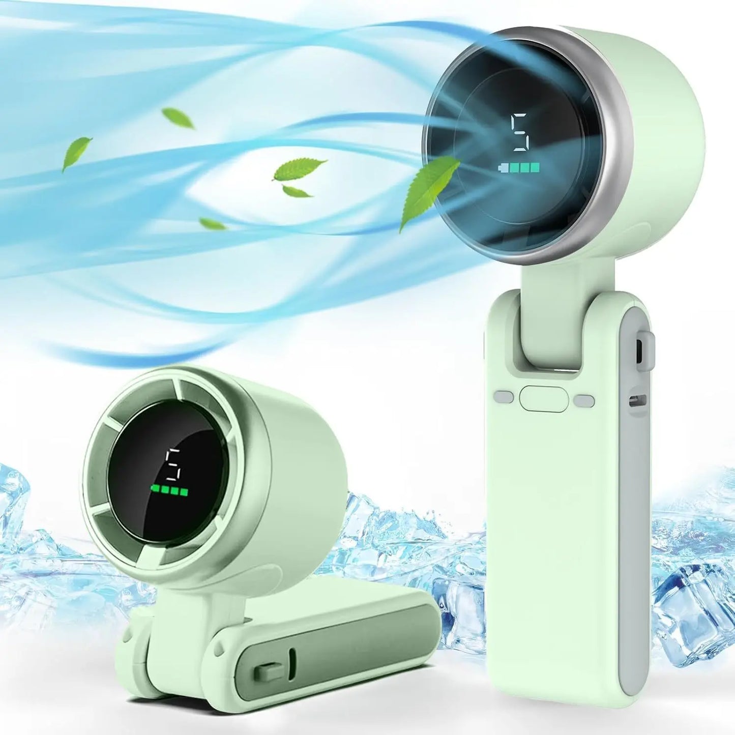 3-in-1 Rechargeable Travel Mini Fan – 5-Speed Cooling with 3600mAh Battery & USB Charging