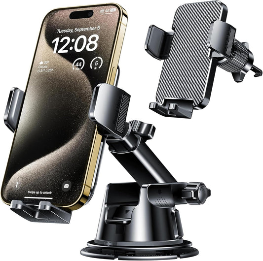 Universal Car Phone Mount – Dashboard, Windshield & Air Vent Holder | Hands-Free Cell Phone Holder for iPhone & Smartphones
