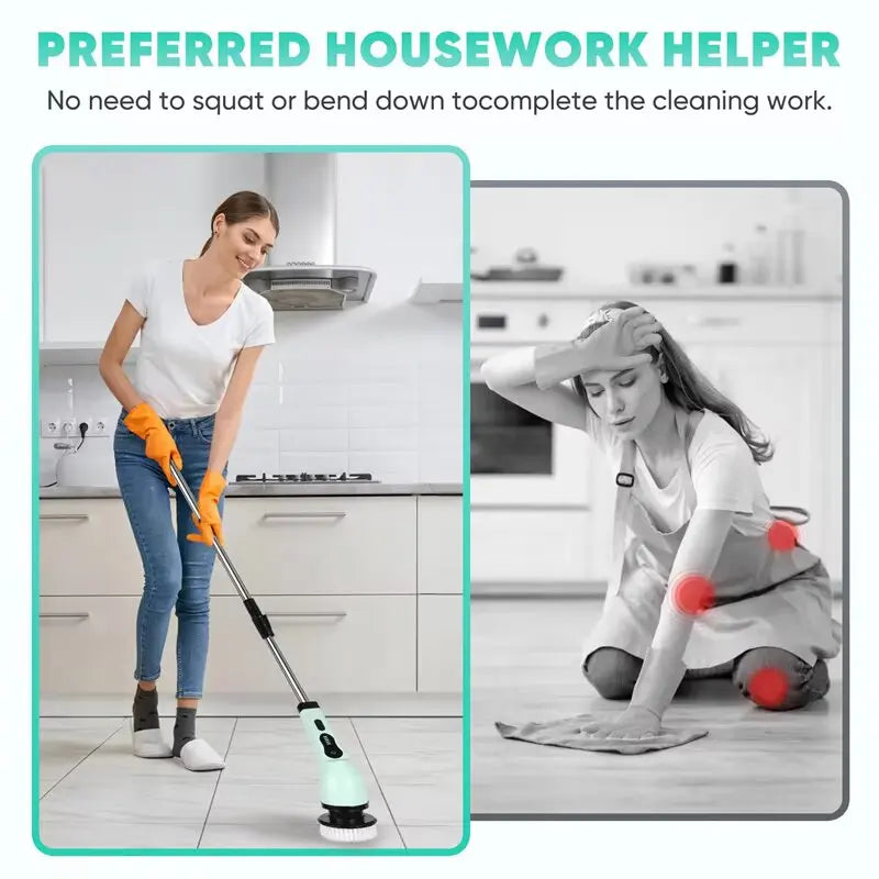 9-in-1 Electric Spin Cleaning Brush – Multi-Purpose Wireless Scrubber for Bathroom, Kitchen, Floors & More