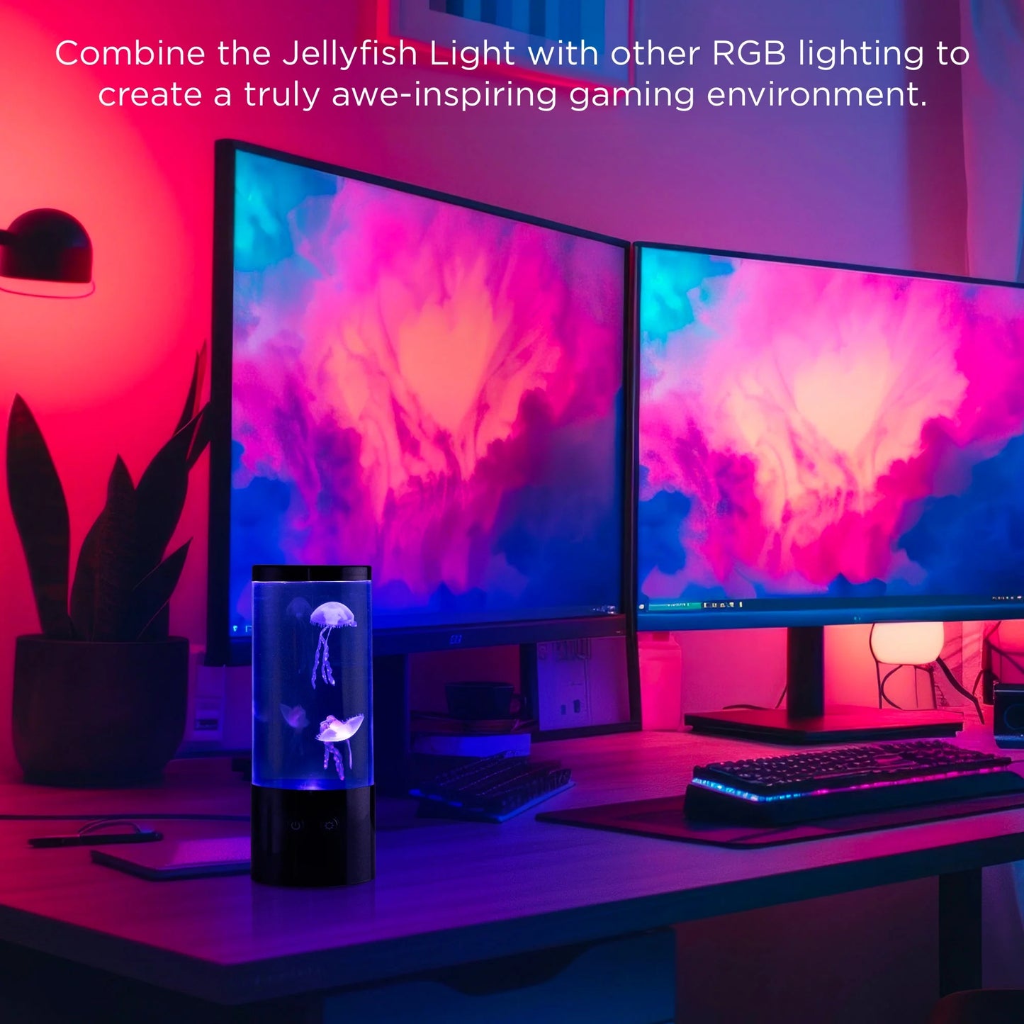Merkury Innovations Jellyfish Night Light Lamp – 9" USB-Powered Aquarium Lamp with Lifelike Motion & Multicolor LED Lighting, Easy Mode Switching