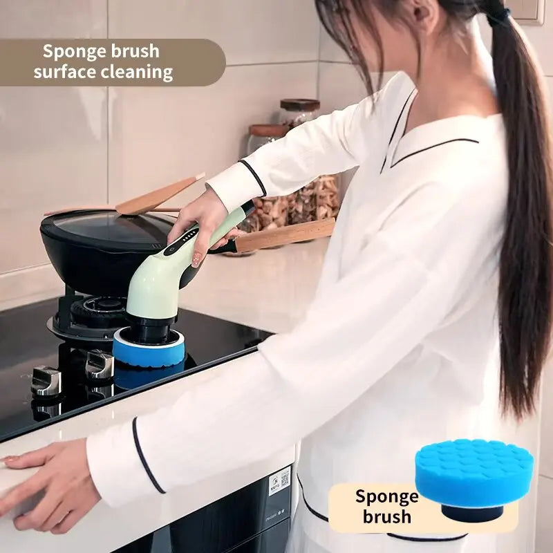 9-in-1 Electric Spin Cleaning Brush – Multi-Purpose Wireless Scrubber for Bathroom, Kitchen, Floors & More