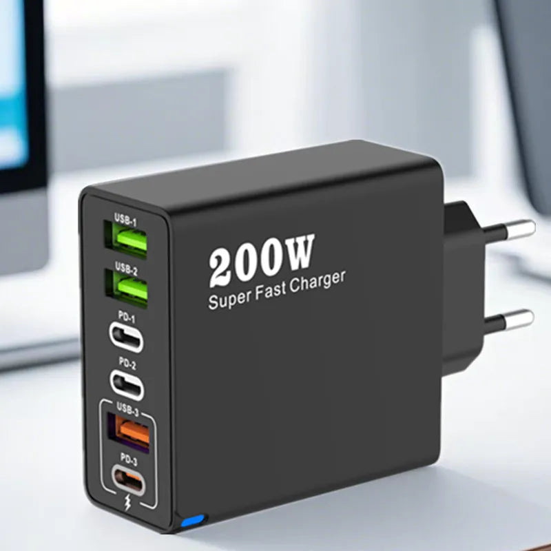⚡ 6-Port USB-C PD Fast Charging Station – Power Up All Your Devices at Once!