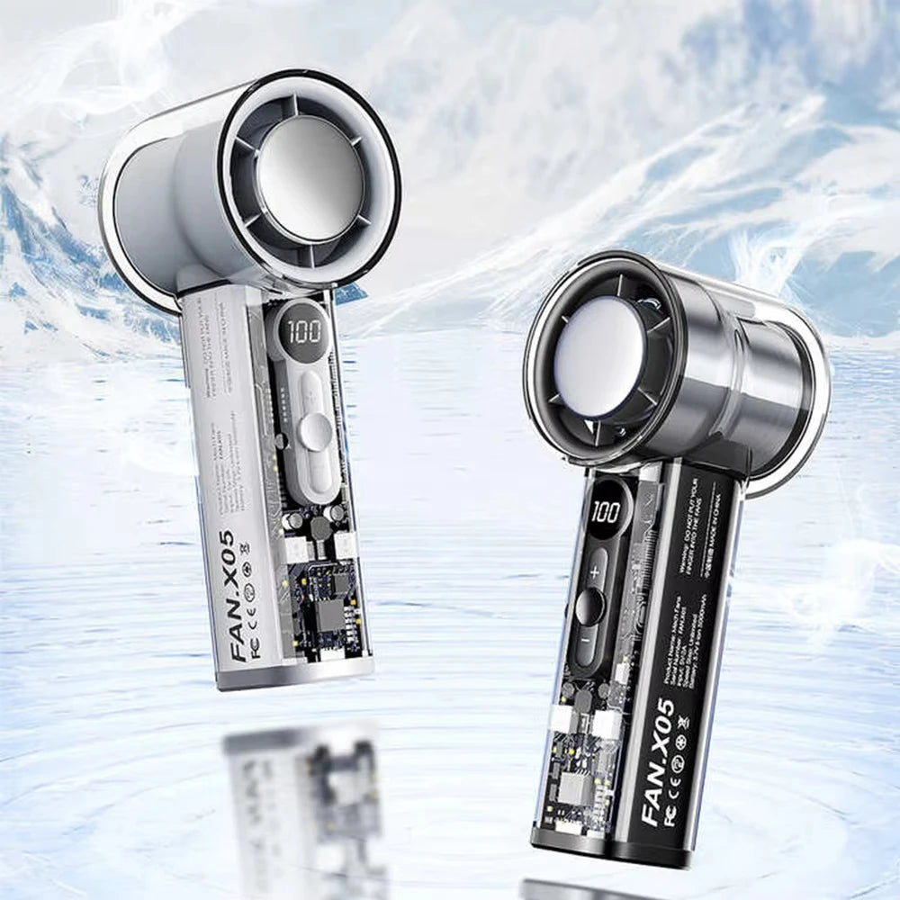 High-Speed Handheld Cooling Fan with Semiconductor Refrigeration – 3000mAh Rechargeable Battery